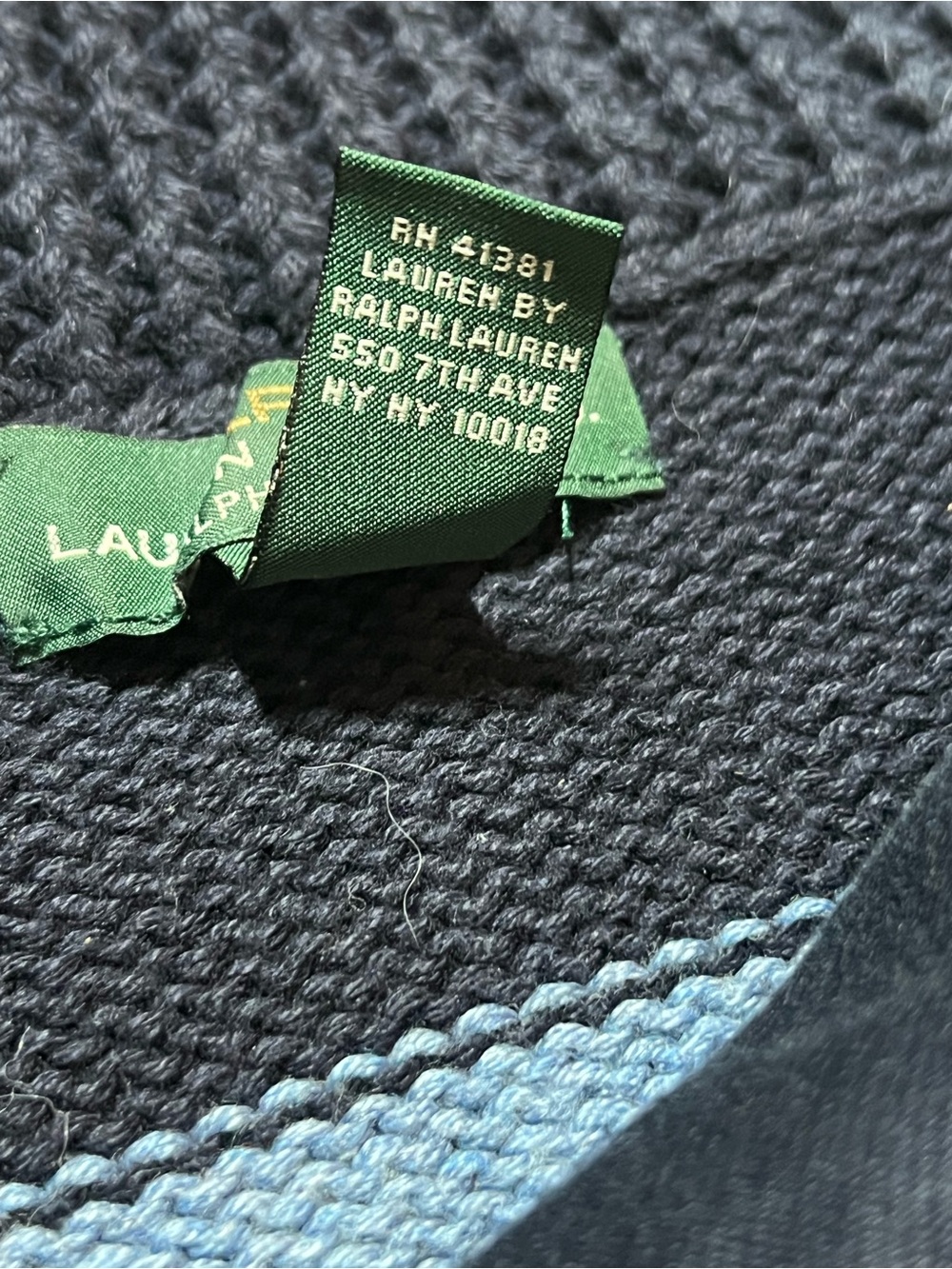Lauren Ralph Lauren Navy and Light Blue Striped Turtleneck Sweater - Picture 9 of 10